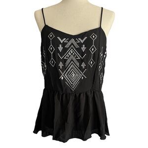 Body Central Witchy Fairy Grunge Tank Top Size L Black Y2K Goth Vintage Studded